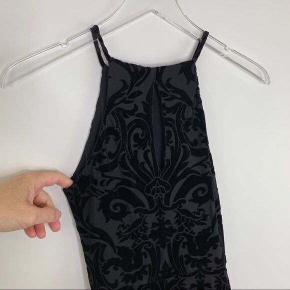 AQUA Sleeveless Black Burnout Velvet Pattern Little Black Dress S - Picture 9 of 13